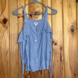 Off the shoulder blue stripped top